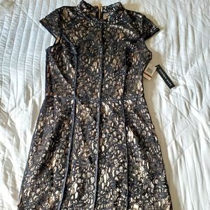 New Andrew Marc Black embroidered dress